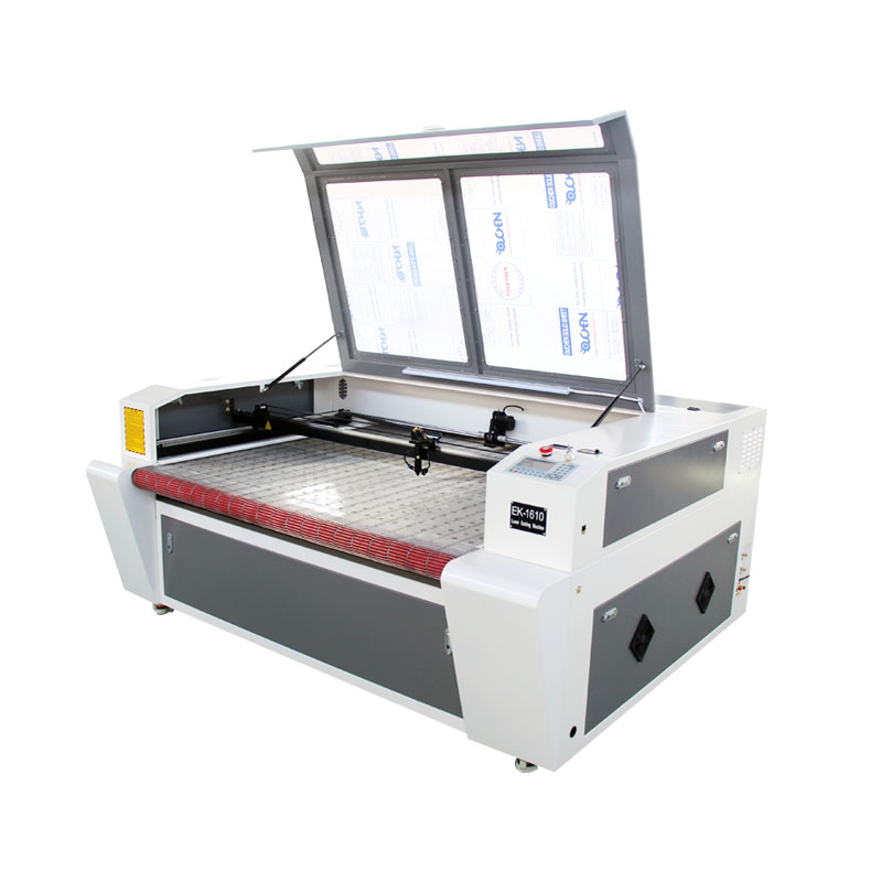 Industrial Laser Fabric Cutting Machine - เครื่องตัดเลเซอร์อัตโนมัติสำหรับอุตสาหกรรมเสื้อผ้า ขนาด 1600*1000 มม. สำหรับวัสดุหนัง/ยาง/สิ่งทอ/ผ้า พร้อมโต๊ะหมุนแบบอัตโนมัติ