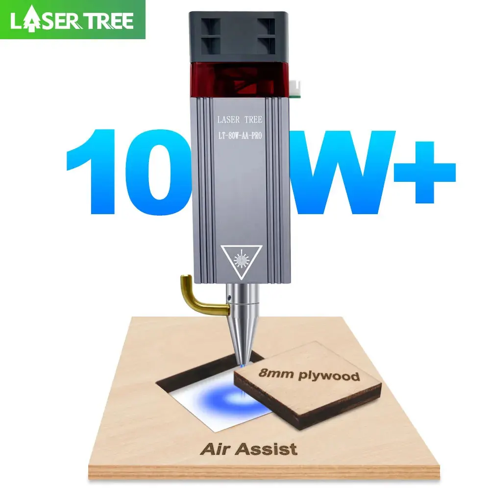 Metal Laser Cutter Head - เครื่องตัดเลเซอร์ต้นไม้10W นำแสงโมดูลเลเซอร์80W พร้อมหัวเลเซอร์ช่วยในอากาศโมดูล CNC TTL สำหรับเครื่องมือเครื่องตัดเลเซอร์