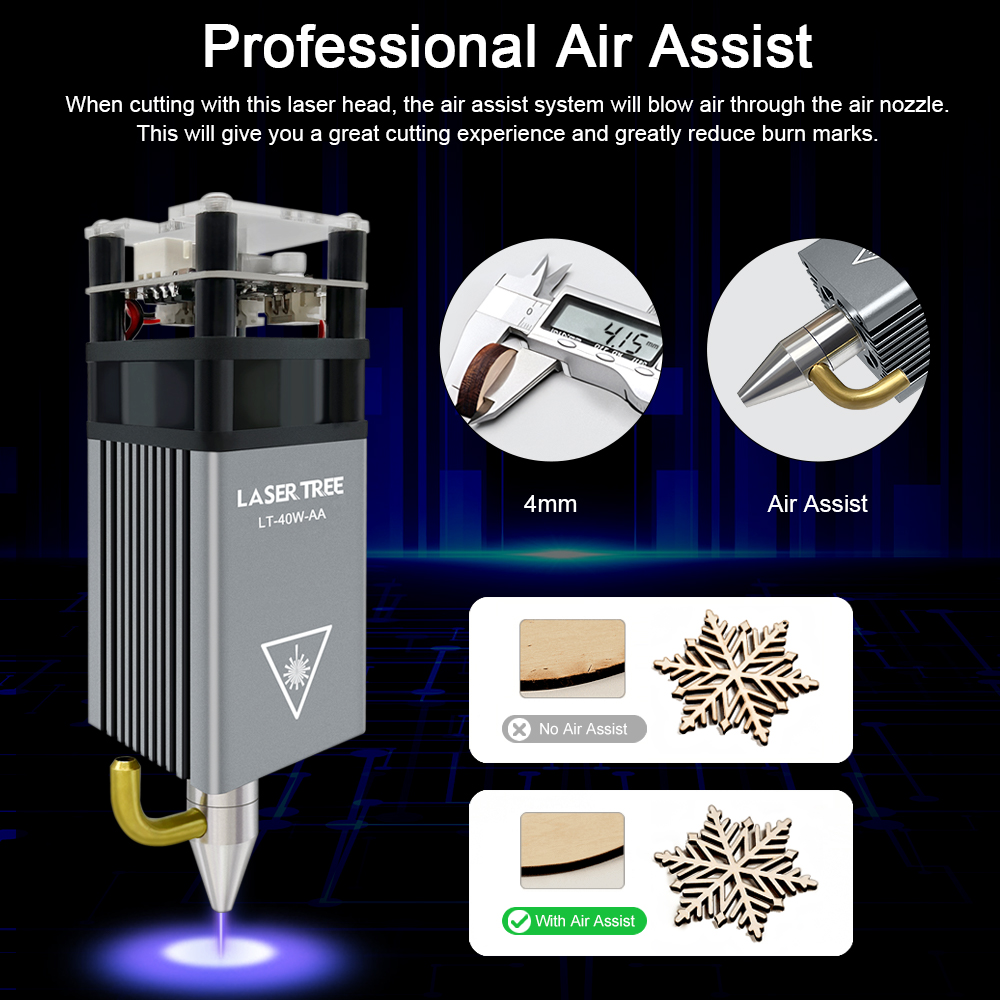 ต้นไม้เลเซอร์ 5W Air Assist หั - Metal Laser Cutter Head บทวิจารณ์และราคา