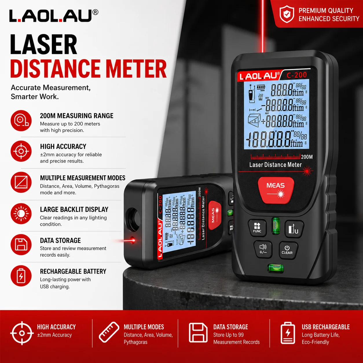 LAOLAU เครื่องวัดระยะด้วยเลเซอ - Industrial Laser Rangefinder บทวิจารณ์และราคา